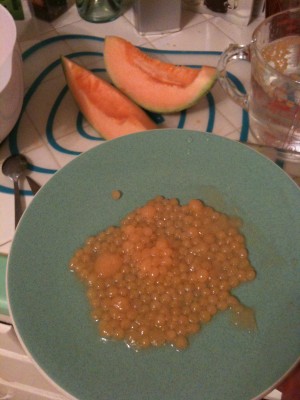 spherification: melon caviar!