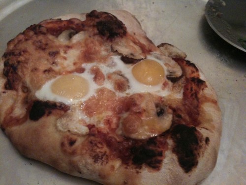 Scott's quail egg pizza